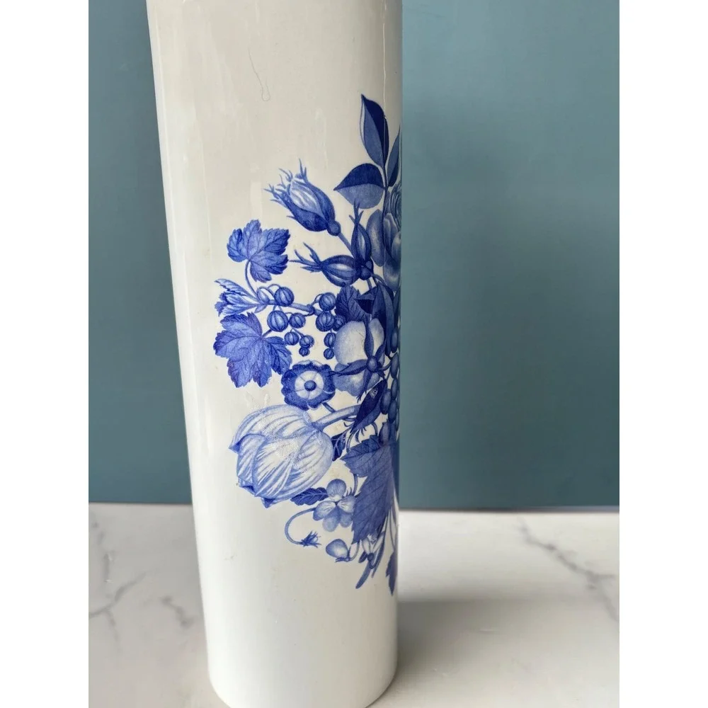 Portmeirion Harvest Blue Spaghetti Jar Vase 1995 Made in England 11in